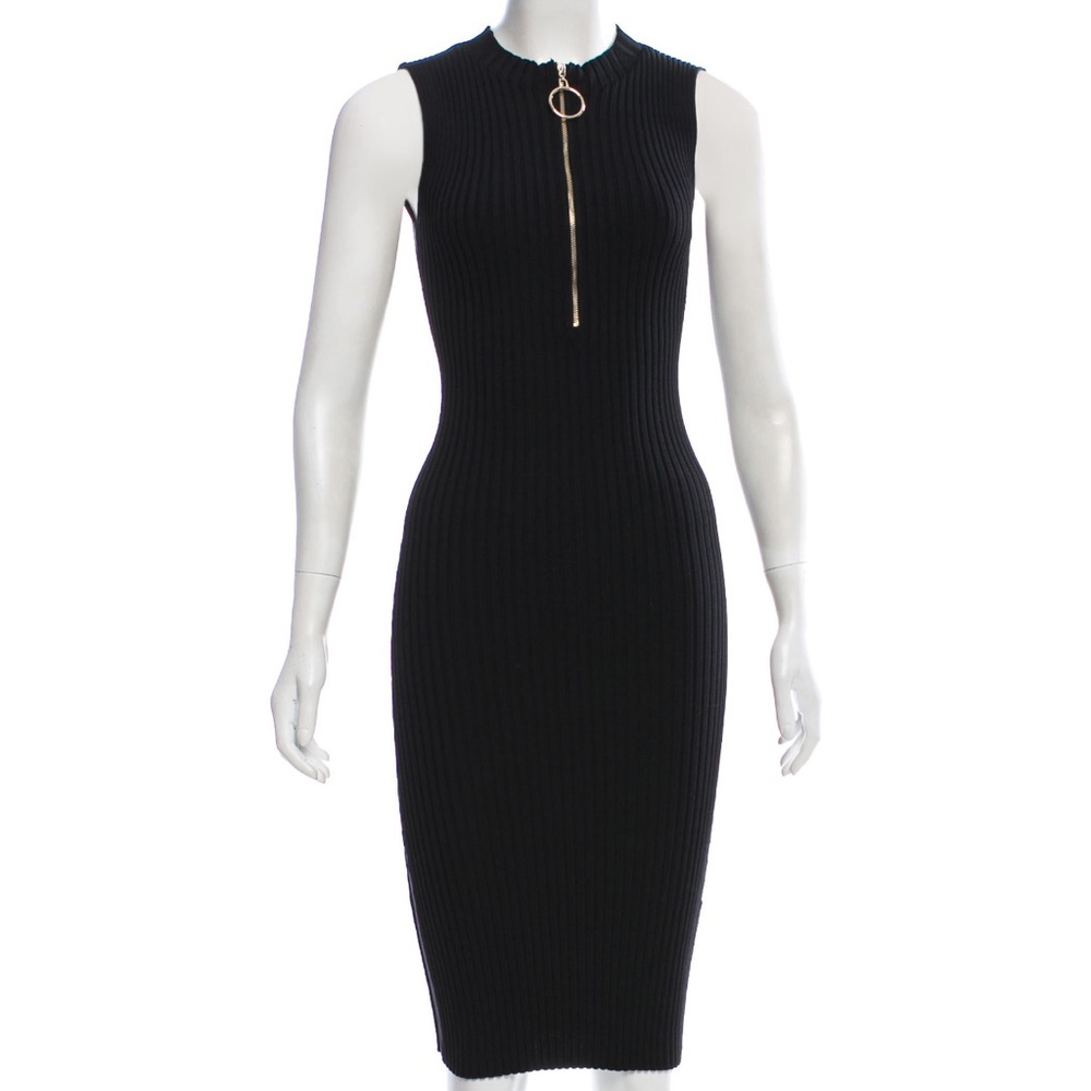 Maje Sleeveless Midi Zipper Dress